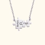 Personligt barn-mamma matchande pusselhalsband med graverat namn Autism Medvetenhet Smycken Mors dag Födelsedag Inspirerande present till kvinnor