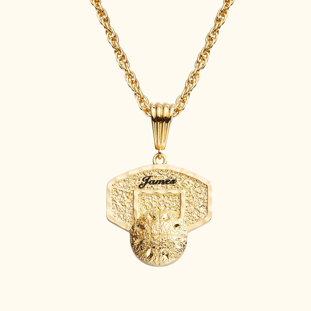 Collier de Basketball Personnalisé avec Nom Gravé Cadeau d'Anniversaire pour l'Amateur de Basketball Entraîneur