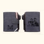 Personalised Engraved Photo Men's Foldable Compact Leather Wallet with  Text Father's Day Birthday Gift for Men