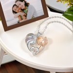 Personalized Mother and Daughter Diamond Necklace with Heart Birthstone Birthday Mother's Day for Her