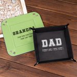 Personalizado Multicolor de cuero Catchall Snap Bandeja con 1-12 nombres de escritorio Organizador de almacenamiento Día del Padre Cumpleaños Regalo p