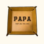 Personalizado Multicolor de cuero Catchall Snap Bandeja con 1-12 nombres de escritorio Organizador de almacenamiento Día del Padre Cumpleaños Regalo p