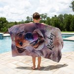 Personalisiertes Schnell-Trocknendes Strandtuch Stark-Saugfähiges Strandtuch mit Haustierporträt und Namen Urlaub Party Geschenk für Tierliebhaber