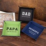 Personalizado Multicolor de cuero Catchall Snap Bandeja con 1-12 nombres de escritorio Organizador de almacenamiento Día del Padre Cumpleaños Regalo p