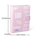 Personalized 100 Envelopes Money Saving Challenge Leather Binder with Name Card Slot and Stickers Gift for Couples