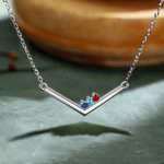 Personalisierte einfache V geformt Birthstone Halskette Muttertag Jahrestag Geburtstag Geschenk für sie