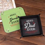 Personalized Best Dad Ever Leather Catchall Snap Tray with Text Desktop Storage Organizer Father's Day Birthday Gift for Family