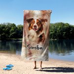 Personalisiertes Schnell-Trocknendes Strandtuch Stark-Saugfähiges Strandtuch mit Haustierporträt und Namen Urlaub Party Geschenk für Tierliebhaber
