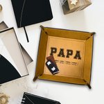 Personalizado Multicolor de cuero Catchall Snap Bandeja con 1-12 nombres de escritorio Organizador de almacenamiento Día del Padre Cumpleaños Regalo p