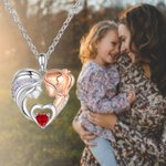 Personalized Mother and Daughter Diamond Necklace with Heart Birthstone Birthday Mother's Day for Her