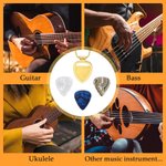 Gepersonaliseerde verwijderbare gitaar plectrum houder hanger ketting met gegraveerde tekst extra 3 gitaar plectrums verjaardagscadeau voor gitaarlief