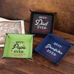 Personalized Best Dad Ever Leather Catchall Snap Tray with Text Desktop Storage Organizer Father's Day Birthday Gift for Family