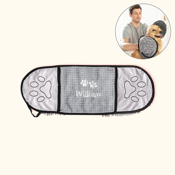 Gepersonaliseerde badhanddoek voor huisdieren met geborduurde naam en pootafdruk Microfiber superabsorberend geschenk voor huisdiereigenaar