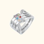 Anillo de nudo de cinta personalizado con 1-8 piedras de nacimiento y nombres grabados Zircon Family Jewelry Mother's Day Birthday Gift for Mom Grandma