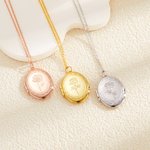 Gepersonaliseerde gegraveerde geboorte bloem zak ketting met foto en initiaal Moederdag verjaardagscadeau voor vrouwen