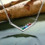 Personalisierte einfache V geformt Birthstone Halskette Muttertag Jahrestag Geburtstag Geschenk für sie