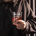 Personalized Dad and Baby Fist Bump 10oz Whisky Glass with Text Father's Day Birthday Gift for Dad Grandpa Liquor Lover