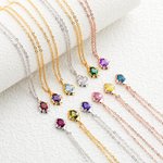Collar personalizado de piedras de nacimiento Delicado Cumpleaños Día de la Madre Joyería Regalo para ella