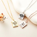 Personalizado Grabado Pet Retrato Libro Relicario Collar con Foto Nombre Regalo de cumpleaños para el amante del animal doméstico