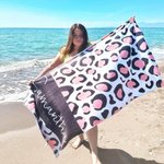 Serviette Plage Super Absorbant Séchage Rapide Doux Motif Léopard Zèbre Couverture Personnalisée avec Nom Accessoires Cadeau d'Anniversaire pour Femme