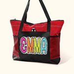 Personalized Dalmatian Dots Name Tote Bag with Zipper Large Capacity Travel Birthday Gift for Her