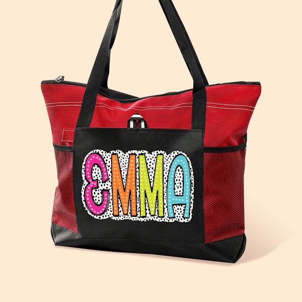 Sac à Main en Toile Personnalisé avec Texte Sac de Voyage Fermeture Éclair Grande Capacité Cadeau Anniversaire pour Fermme