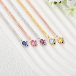 Collar personalizado de piedras de nacimiento Delicado Cumpleaños Día de la Madre Joyería Regalo para ella