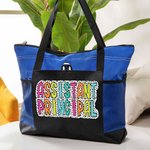 Personalized Dalmatian Dots Name Tote Bag with Zipper Large Capacity Travel Birthday Gift for Her