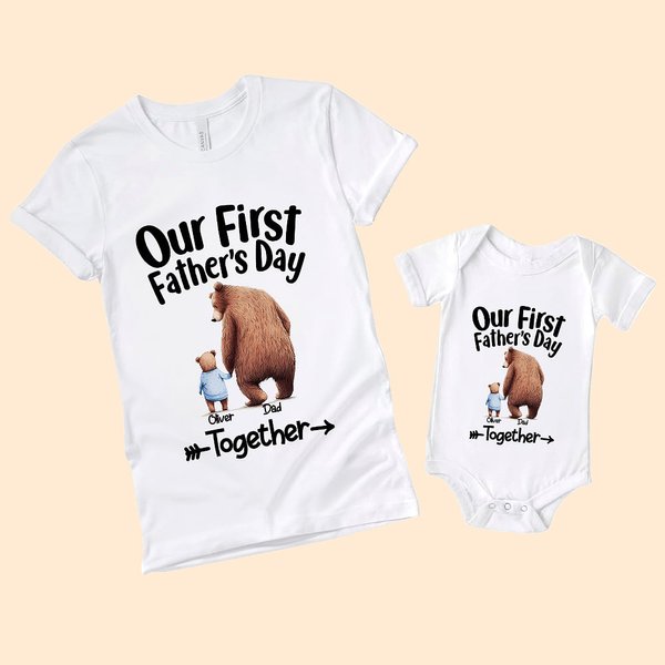 Camiseta personalizada Ositos de la mano Body para bebé con nombre Nuestro primer regalo del Día del Padre para papá bebé
