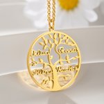 Personalised Family Tree of Life Pendant Necklace with 1-9 Names Dainty Women's Jewellery Mother's Day Birthday Gift for Mom Grandma