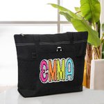 Personalized Dalmatian Dots Name Tote Bag with Zipper Large Capacity Travel Birthday Gift for Her