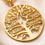 Personalised Family Tree of Life Pendant Necklace with 1-9 Names Dainty Women's Jewellery Mother's Day Birthday Gift for Mom Grandma