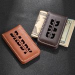 Personalized Leather Magnetic Money Clip with Engraved 1-6 Names and Title Father's Day Anniversary Gift for Dad Grandpa
