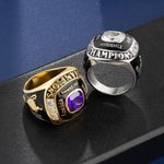 Bague Sportive Football Baseball Softball Personnalisée avec Pierre Précieuse et Texte Cadeau pour Homme