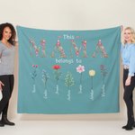 Personalized This Mom Grandma Belongs To Birth Flower Soft Blanket with 1-16 Names Mother's Day Birthday Gift for Her