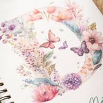 Personalisiertes Niedliches Blumen Schmetterling Initiale A5 Spiral Notizbuch mit Namen Text 120 Blättern Geburtstag Geschenk für Damen