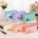 Sac de Maquillage en Cuir Imperméable Personnalisé avec Fleur de Naissance et Nom Cadeau Fête des Mères Anniversaire pour Elle