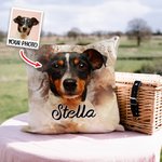 Taie d'Oreiller Personnalisée avec Nom et Photo en Aquarelle Cadeau Pendaison de Crémaillère Anniversaire pour Amoureux des Animaux de Compagnie