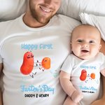 Personalized Happy First Farter's Day Potato 100% Cotton Baby Onesie T-shirt with Name Funny Father's Day Gift for Baby New Dad