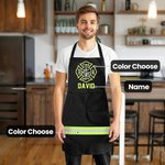 Personalised Waterproof Reflective Firefighter Name Apron with Pocket Father's Day Birthday Gift for Firefighter Dad