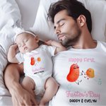 Personalized Happy First Farter's Day Potato 100% Cotton Baby Onesie T-shirt with Name Funny Father's Day Gift for Baby New Dad