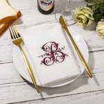 Personalized Monogram Linen Napkin with Embroidered Initial Mother's Day Wedding Gift for Her