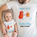 Personalized Happy First Farter's Day Potato 100% Cotton Baby Onesie T-shirt with Name Funny Father's Day Gift for Baby New Dad