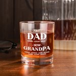 Personalized First Dad Now Grandpa 10oz Whiskey Glass with Names Father's Day Birthday Gift for Him