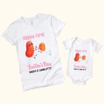Personalized Happy First Farter's Day Potato 100% Cotton Baby Onesie T-shirt with Name Funny Father's Day Gift for Baby New Dad