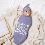 Personalisierte Happy First Vatertag 100% Baumwolle Schlafsack und Hut Swaddle Set mit Namen Vatertag neugeborenes Geschenk für Baby