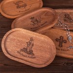 Plateau pour Chapelet en Bois Personnalisé avec Texte Gravé Cadeau Sacrement Première Communion Baptême pour Chrétien