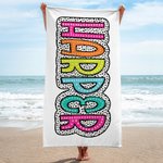 Personalized Multicolor Quick Dry Super Absorbent Dalmatian Dots Beach Towel with Rainbow Name Summer Vacation Accessory Bridesmaid Party Gift for Her
