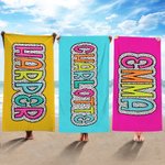 Personalized Multicolor Quick Dry Super Absorbent Dalmatian Dots Beach Towel with Rainbow Name Summer Vacation Accessory Bridesmaid Party Gift for Her