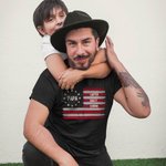 Personalized American Flag 100% Cotton T-Shirt with 1-8 Names Father's Day Birthday Gift for Daddy